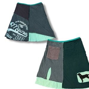 The Black Dog Cotton Skirt Handmade In Maine Patchwork A line Gorpcore Sz M